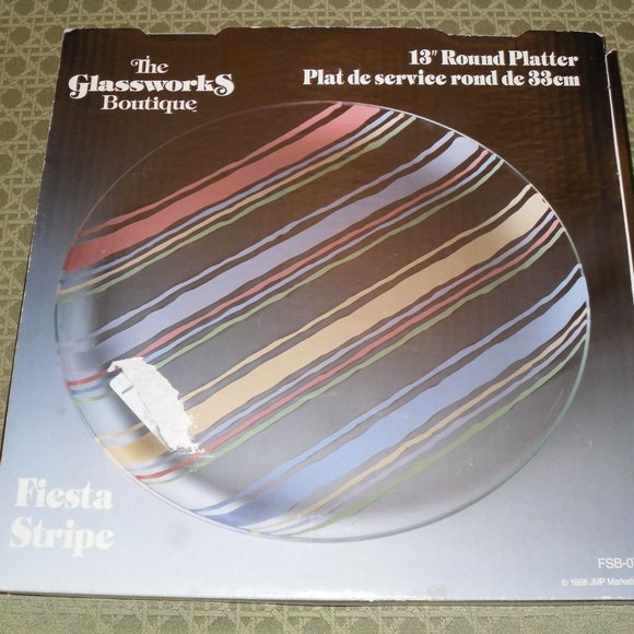 Vintage Round Serving Platter - 13" Fiesta Stripe Pastels ~ - Picture 1 of 6